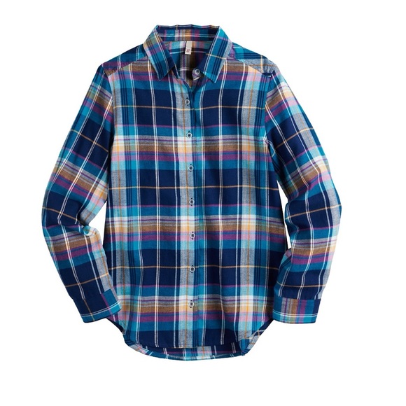 Girls SO Plaid Flannel Tunic Top - Picture 1 of 3